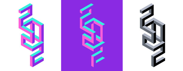 Set of 2022 Happy New Year logo