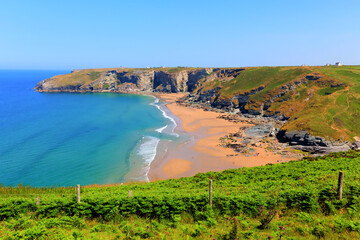 Trebarwith Cornwall beach in South West England UK between Tintagel and Port Isaac