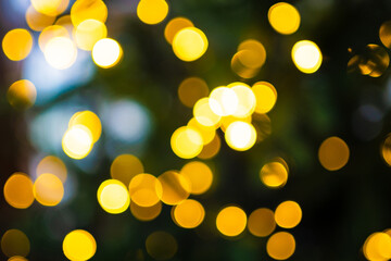 The light bulbs of the electric garland are defocused.