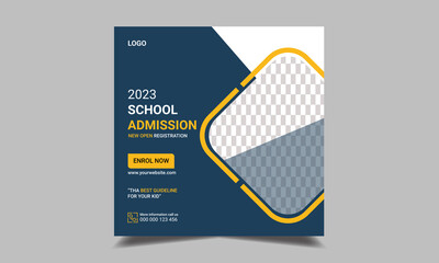 School education admission social media post template and web banner