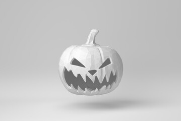 White pumpkin on a white background. polygon minimal concept. monochrome. 3D render.