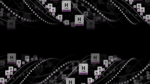 HYDROGEN Molecule Symbol, Chemistry Periodic Table, Animation, Background, Rendering, Loop
