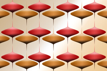 red and gold transparent glass antique glass christmas ornaments illustration over golden background