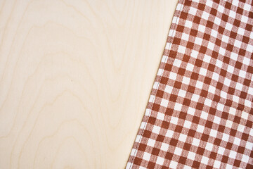 checkered tablecloth light wooden table kitchen interior