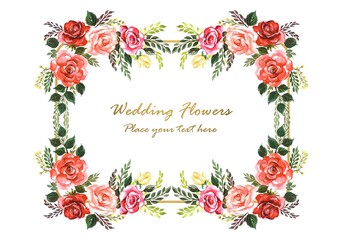 Beautiful wedding invitation decorative flowers frame background