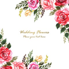 Wedding invitation watercolor decorative flowers card background