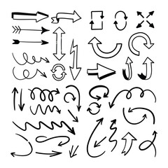 Arrow doodle collection. Hand drawn set of arrows.