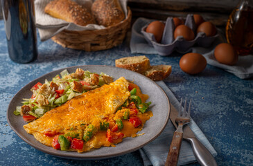 Egg omelette with peppers