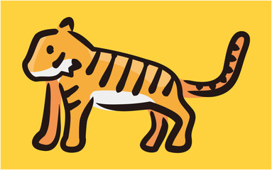 Tiger illustration for graphic design(Color brush pen drawing version)