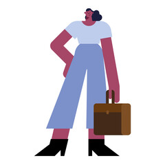 afro businesswoman with portfolio