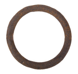 Rusty metal ring isolated on white background.