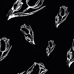 nahtloses Muster mit Tulpen in schwarz-weiß. Vektor © Stefanie