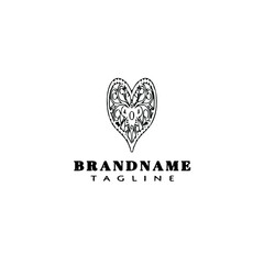 cute love logo icon cartoon design template black isolated vector illustration