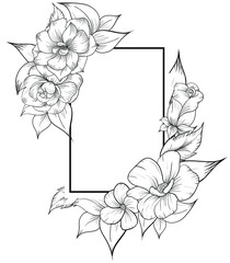 set of outline floral frame backgroud decorative border