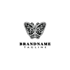 butterfly logo cartoon icon design template black isolated vector