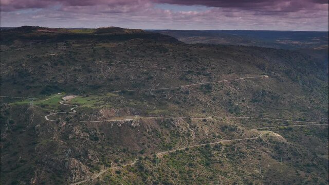 Time lapse. Clouds moving over mountains. Border between Portugal and Spain. National Park. View from Penedo Durao lookout.