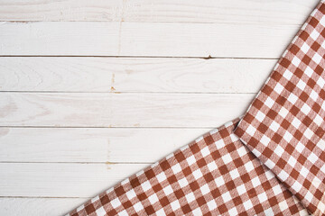 Obraz premium plaid tablecloth wooden texture kitchen decoration design