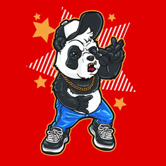 Panda rocker cartoon mascot character