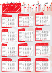 2022 red dots and circles calendar