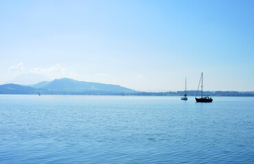 Sail boats at the Lake Zug, Switzerland