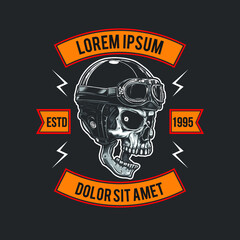 Biker skull patch badge