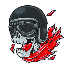 skull cartoon happy biker