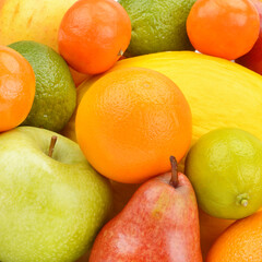 Bright background from different fruits.