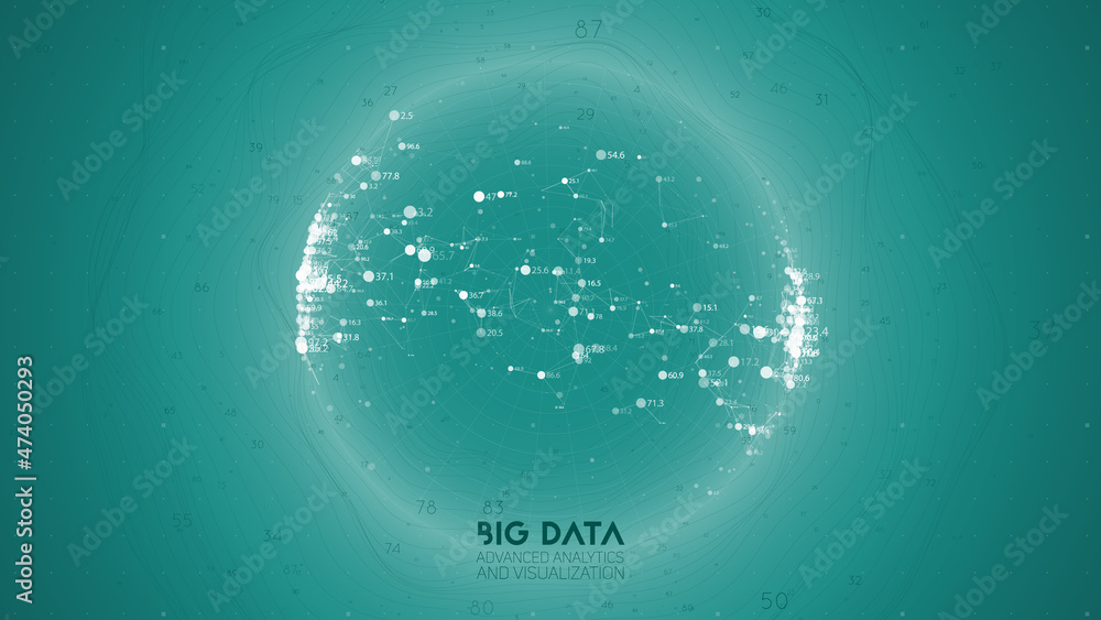 Aufkleber Big data visualization. Futuristic infographic. Information aesthetic design. Visual data complexity. Complex data threads graphic visualization. Abstract data graph.