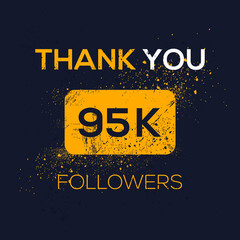 Creative Thank you (95k, 95000) followers celebration template design for social network and follower ,Vector illustration.