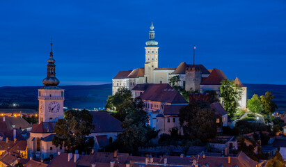 view on old town of Mikulov in Moravia region in Czech republic