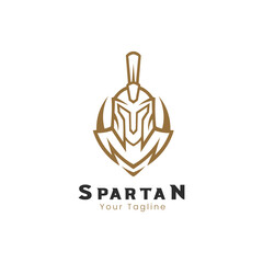 Spartan helmet logo design vector. Knight helmet logo
