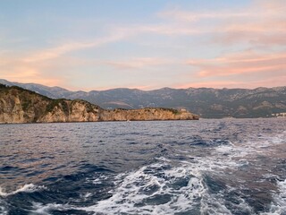 sunset over the sea, picturesque view, amazing nature, seascape, concept of calmness