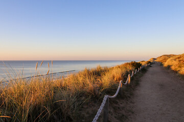 Beautiful dune landscape in the evening on Sylt