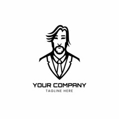 Businessman with mustache logo design