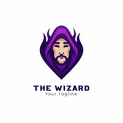 Wizard head face mascot logo design