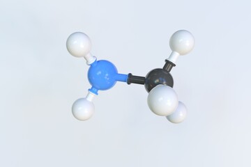 Methylamine molecule, scientific molecular model, looping 3d animation