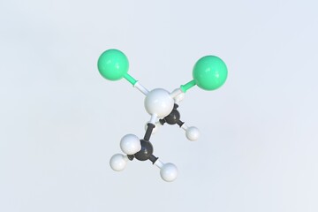 Molecule of dichlorodimethylsilane, isolated molecular model. 3D rendering