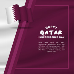 Square banner illustration of Qatar independence day celebration with text space. Vector illustration.