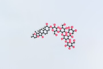 Digitonin molecule made with balls, isolated molecular model. 3D rendering