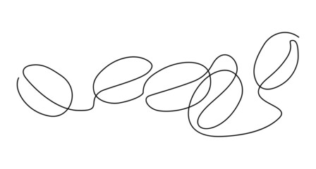 Coffee beans in a pile. Continuous line drawing illustration.