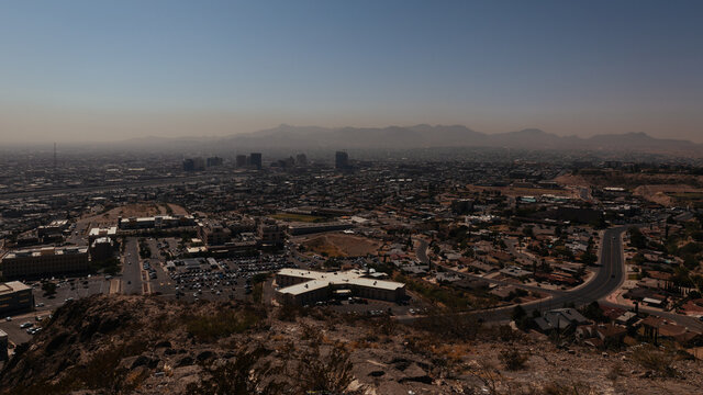 view of El Paso and Ciudad Juarez. Texas