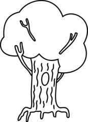 Coloring page with tree with hollow