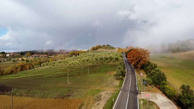 Typical rural fields and landscape in Tuscany Italy - travel photography