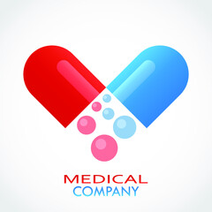pill capsule color medical logo design 