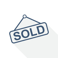 Sold vector illustration, real estate information flat design icon in eps 10