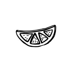Lemon isolated doodle illustration black and white.