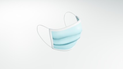 3 Dimensional Illustration of Standard Blue Medical Masks for Covid 19 Pandemic Prevention Equipment with Negative Space. Suitable for presentation template materials.