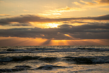 Naklejka na ściany i meble Sunrise over the Atlantic ocean on a Florida beach. 
