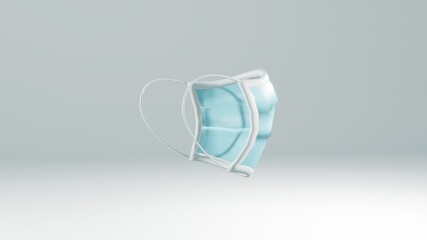 3 Dimensional Illustration of Standard Blue Medical Masks for Covid 19 Pandemic Prevention Equipment with Negative Space. Suitable for presentation template materials.