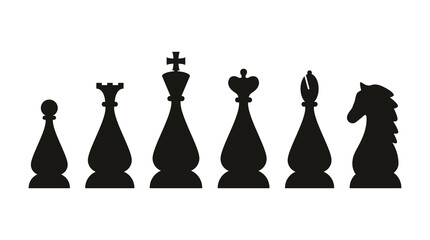 Silhouettes of chess pieces. Editable vector silhouettes standard chess pieces